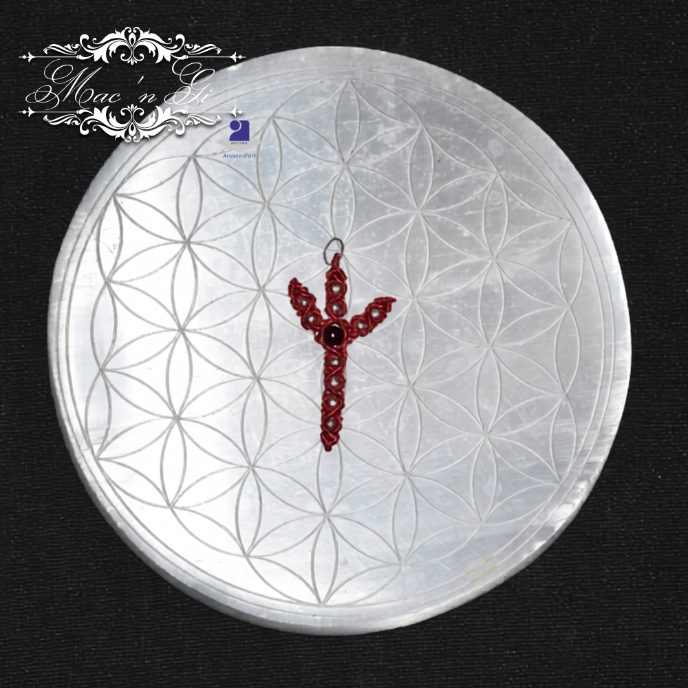 Pendentif Algiz Grenat